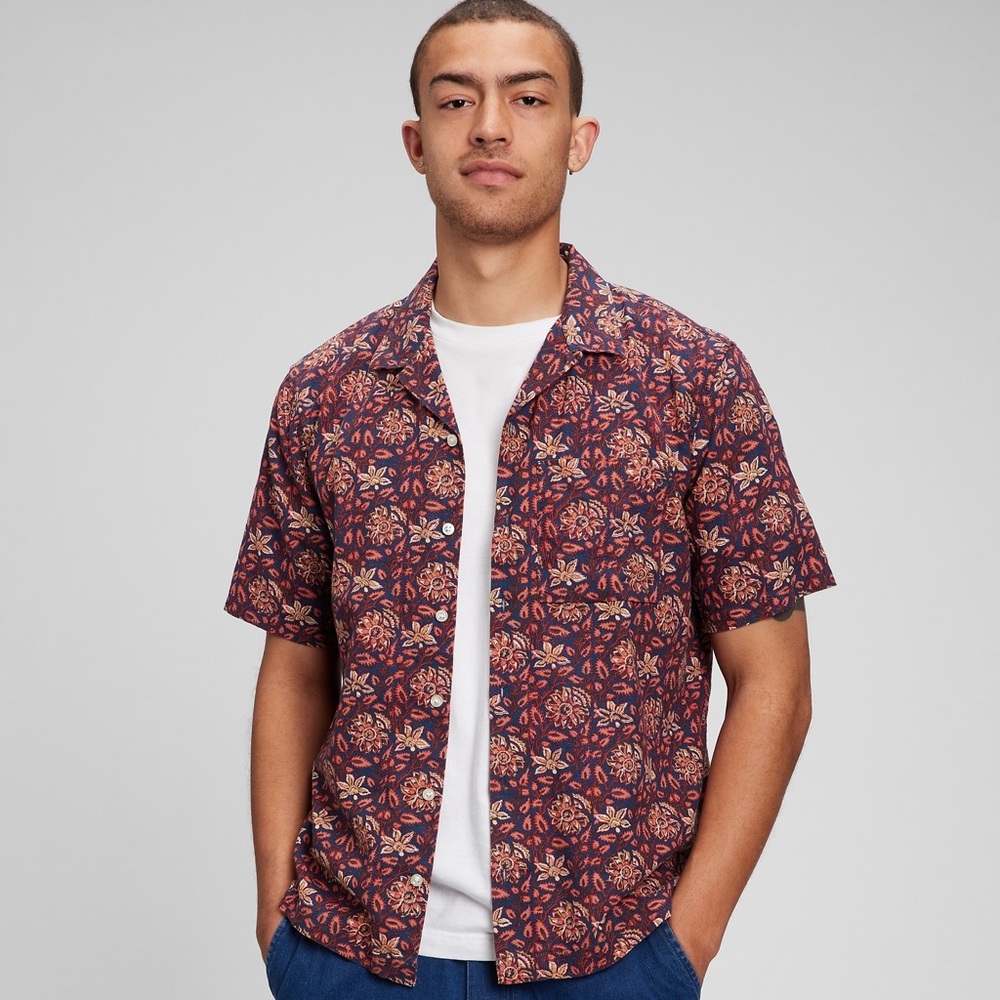 GAP Floral Linen Vacation Shirt